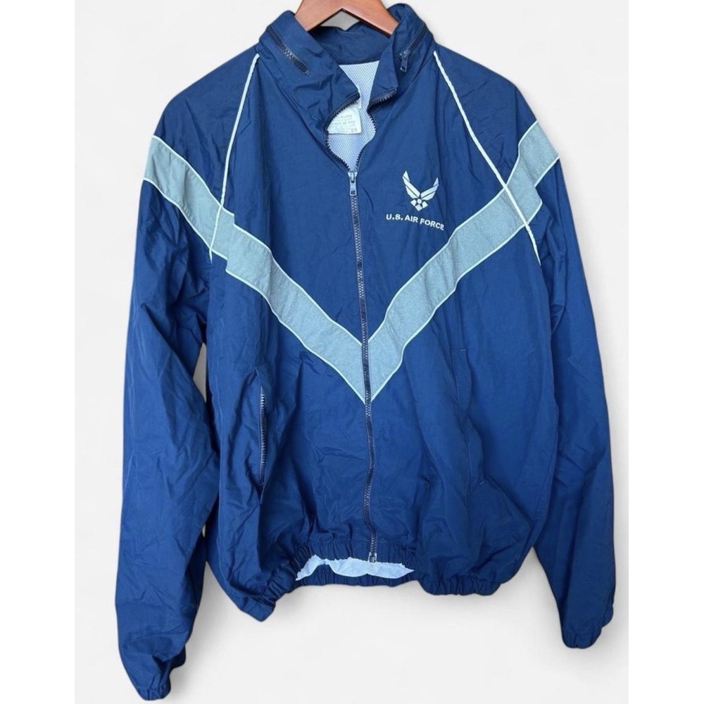US Air Force PTU Jacket Medium Long Skilcraft Blue Military Track Jacket USAF